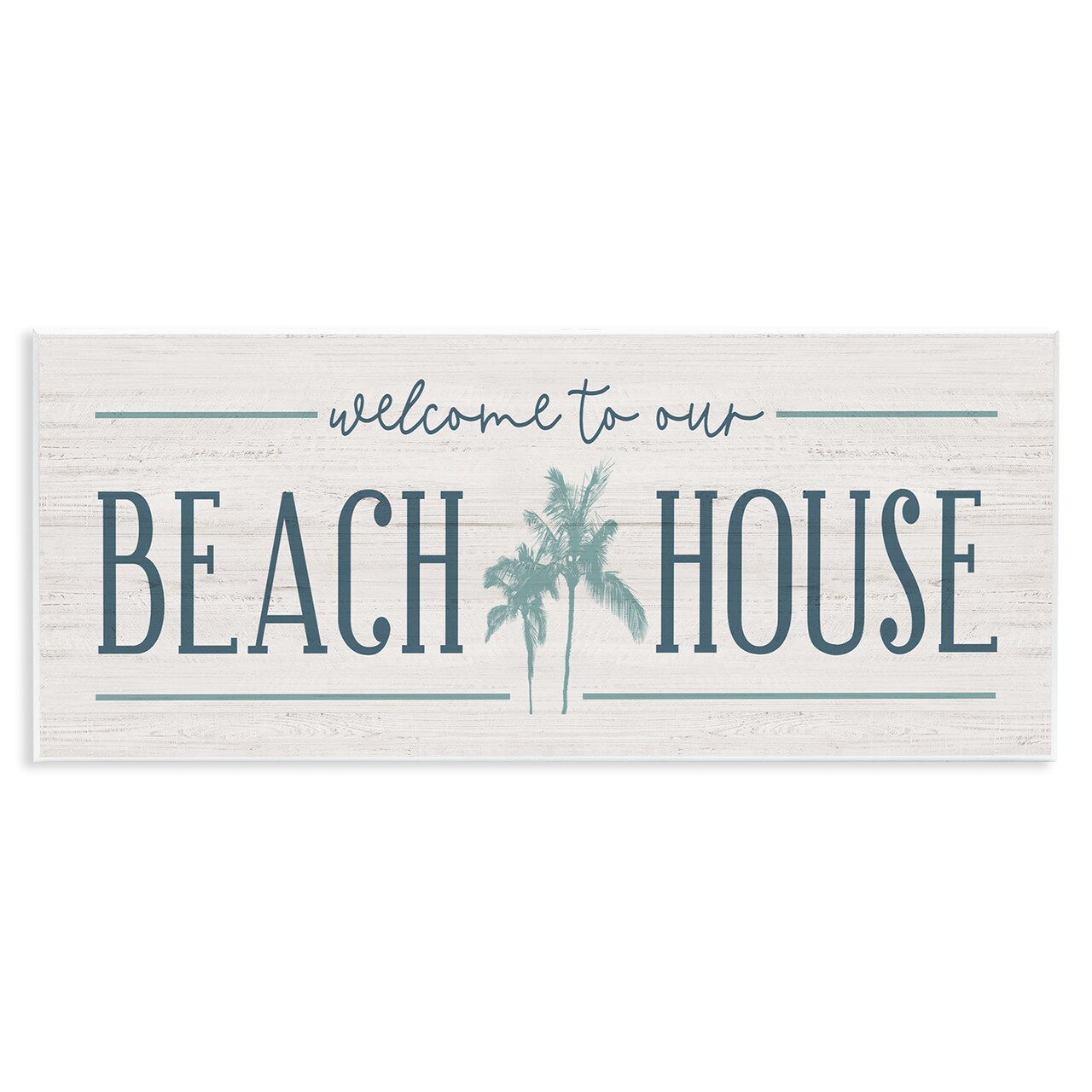 Stupell Industries Welcome to Beach House Sign Blue Palm Trees Wall Plaque Design By Natalie Carpentieri